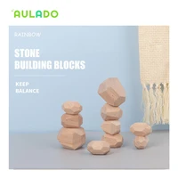 new wood rainbow stones block colorful wooden building block rainbow stacker balancing stone montessori educational toy children