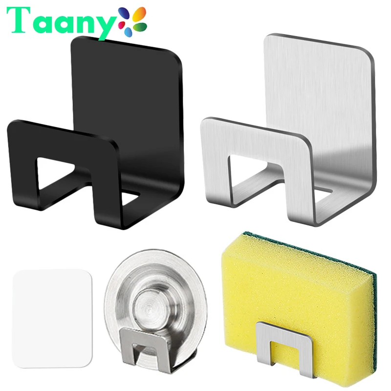 

Kitchen Stainless Steel Sponges Holder Self Adhesive Sink Sponges Drain Drying Rack Holders Kitchen Under Sink Storage Rack