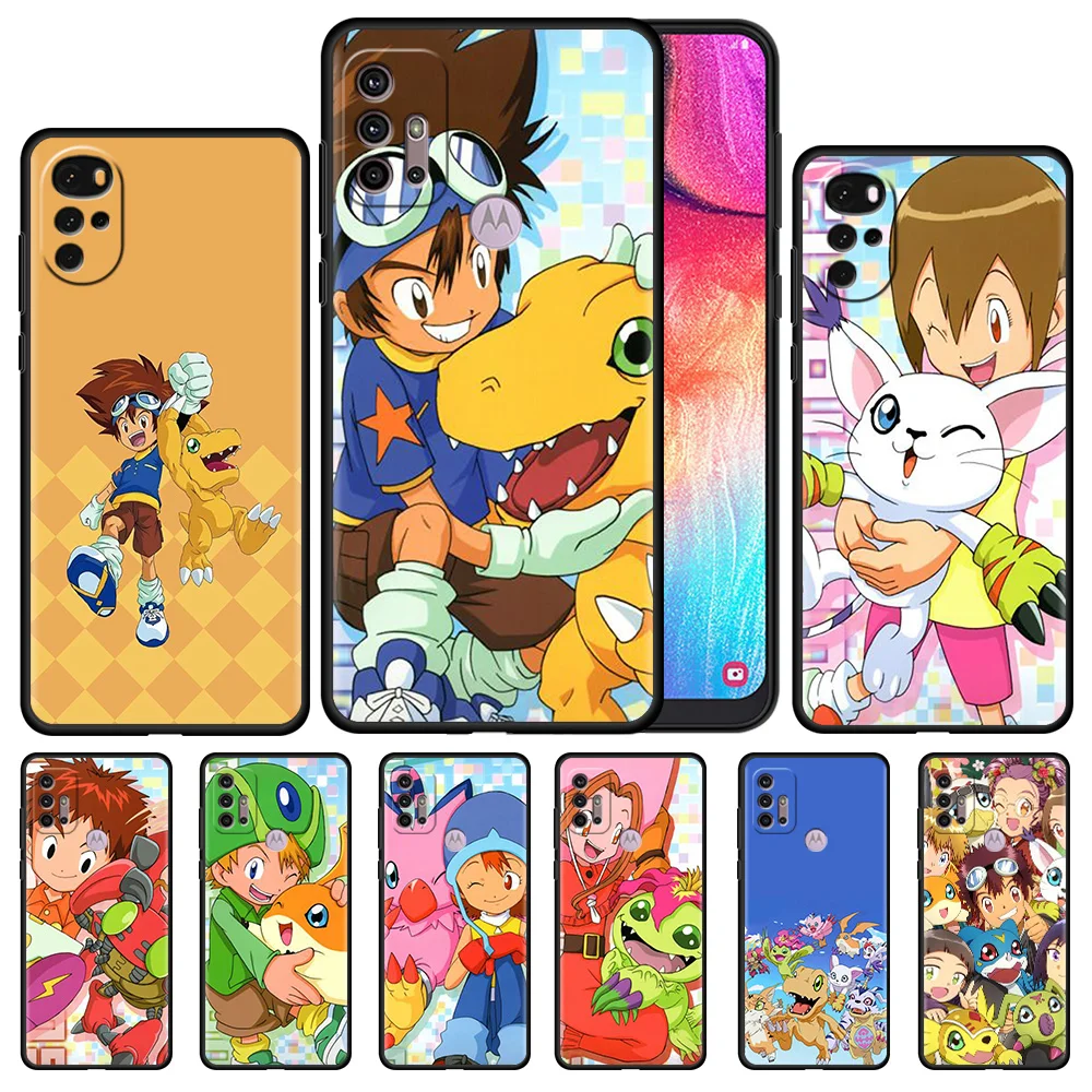 

Digimon Case For Motorola G30 G9 G8 Play G60 G20 Edge 20 G50 One Fusion Plus G9Power Black Soft Phone Capas