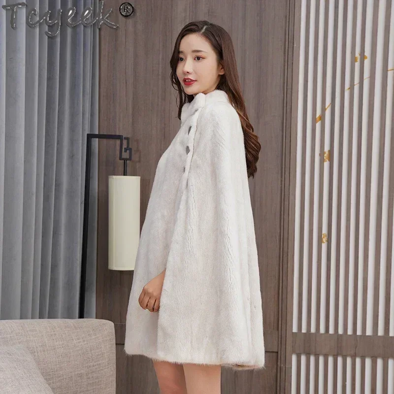 Tcyeek пальто с шалью из натурального меха норки зимние куртки для женщин 2024 шали