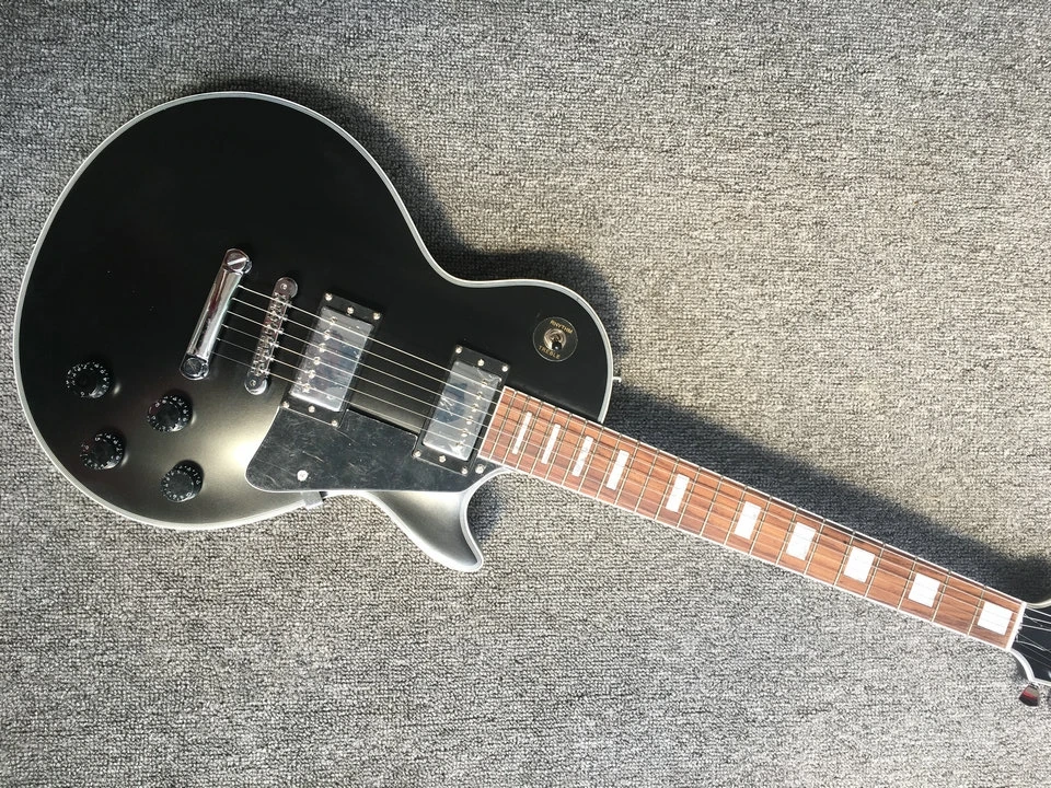 

Новая Черная стандартная гитара lp под заказ со звездой, матовая черная гитара, хромированная гитара, фотогитара