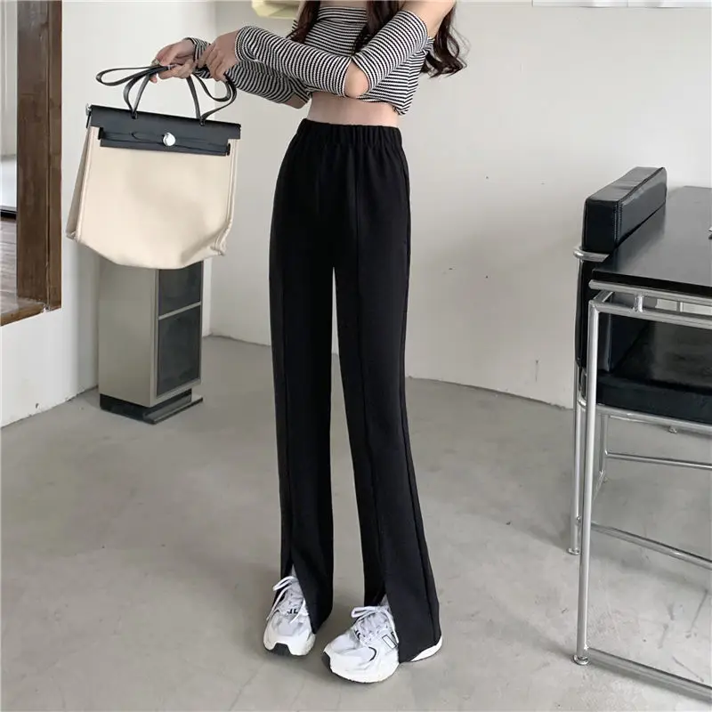 

Women's Pants Split Suit Pants Spring and Summer High Waist Slim Casual Pants Elastic Waist Wide Leg Pants Straight Pants Women