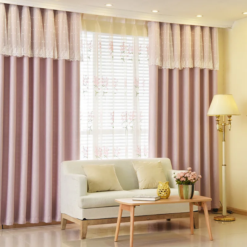 

Curtains for Living Dining Room BedroomSimple Solid Color Children's Room Rice Grain Hemp Princess Style Thickening High Shading