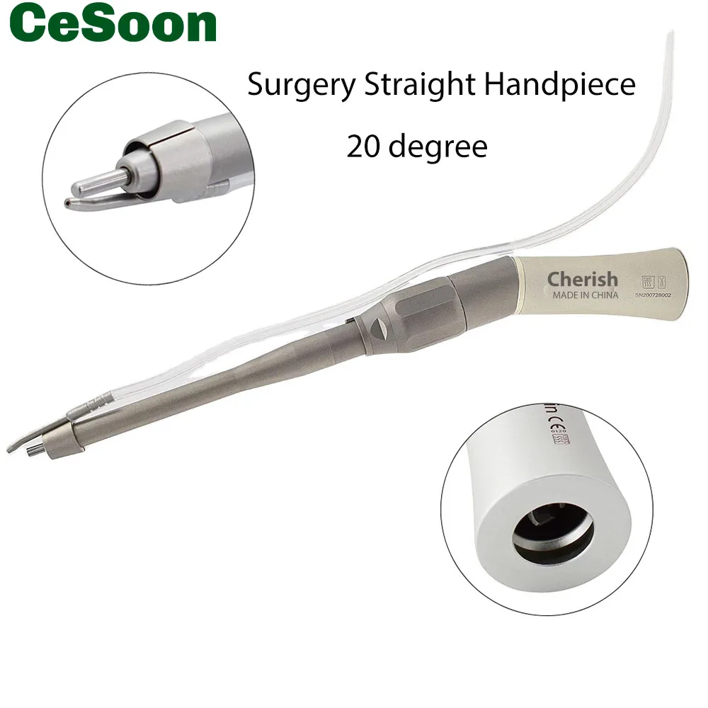 

Dental 20˚ Surgical Straight 1:1 Contra Angle Handpiece External Spray Low Speed Micromotor Teeth Implant SGA-ES Direct Drive