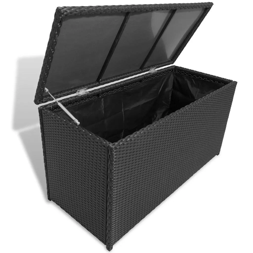 

Садовый ящик для хранения черный 120x50x60 см поли ротанг
