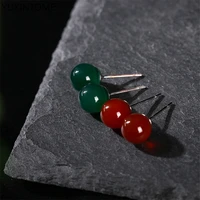 red green chalcedony stud earrings 925 sterling silver ear needle chinese style jade earrings for women trendy moms jewelry