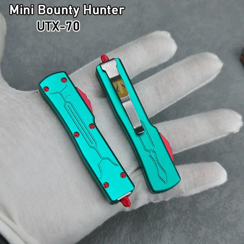 Micro Bounty Hunter Mini UTX-70 OTF Tech Knife D2 Blade UTX UT85 Serie Outdoor Little Pocket Knives EDC Tool Алюминиевая ручка с