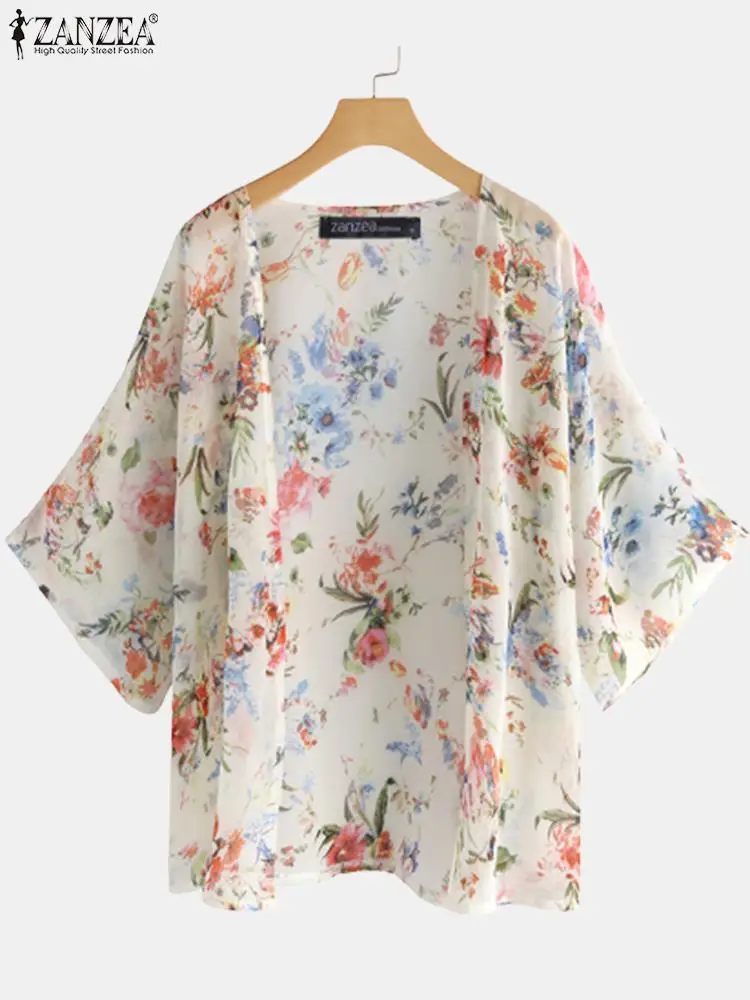 

Kimono Women Summer Blouses ZANZEA 2023 Bohemain Printed Cardigan Casual Floral Chiffon Tops Female Beach Holiday Shirts Tops