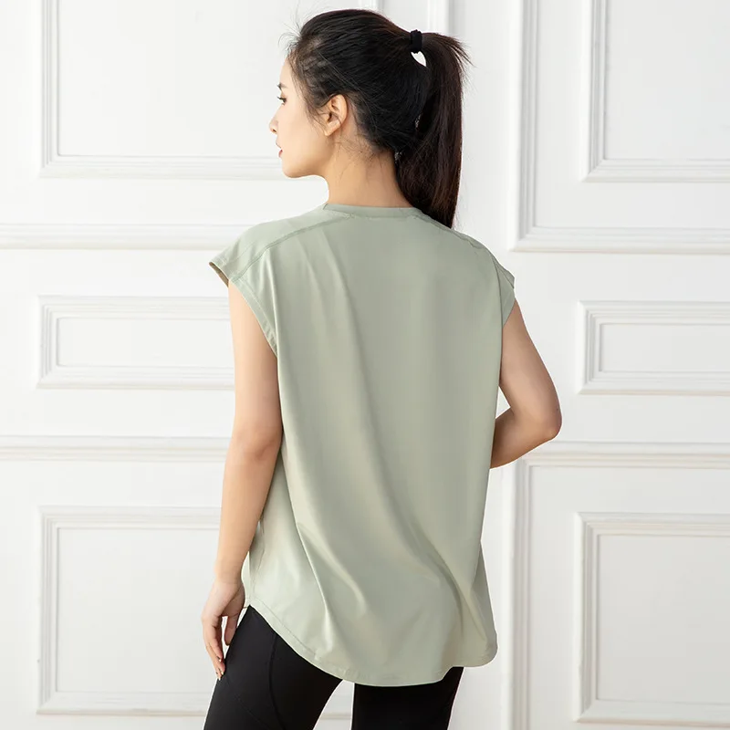 Yoga Clothes Fashionable Leisure Loose Sleeveless Blouse Outdoor Sports Quick Drying Breathable Gym Top T-shirt for Women