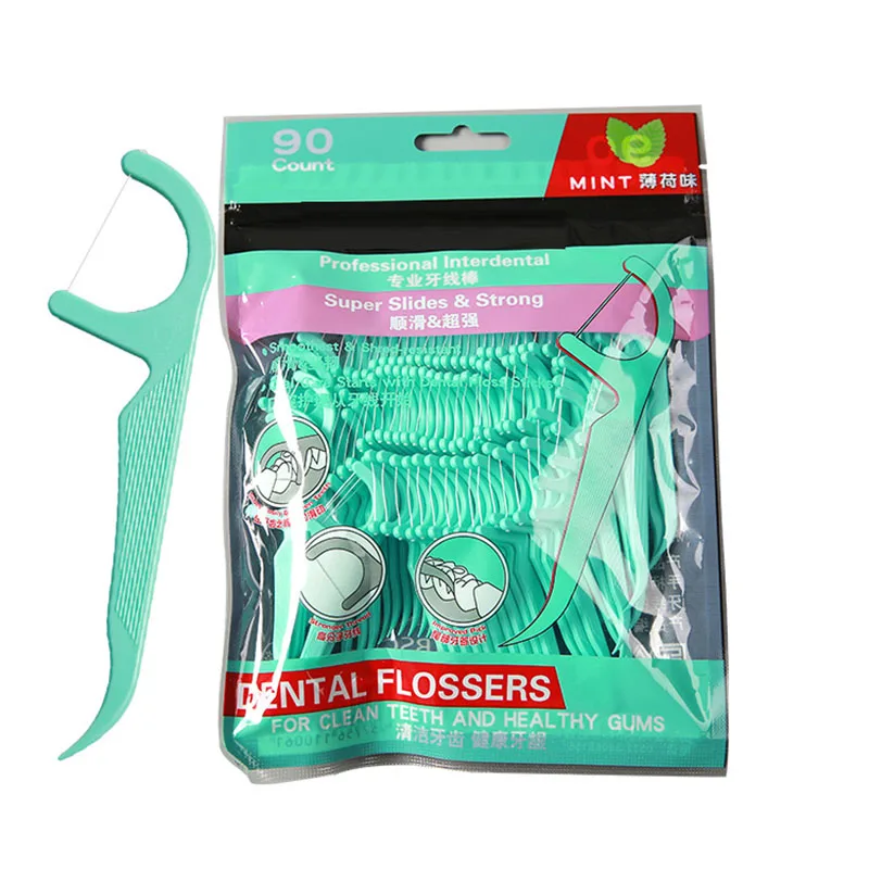 

90pcs Dental Floss Flosser Picks Toothpicks Teeth Stick Tooth Cleaning Interdental Brush Dental Floss Pick Holder Zero Waste