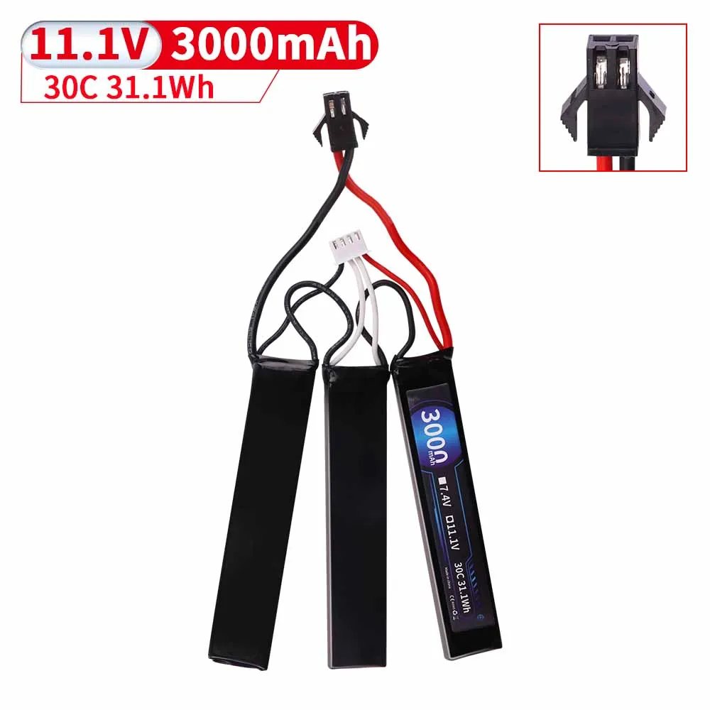 11,1 В 452096   3000 мАч Lipo аккумулятор для водяного пистолета 3S 11,1 В аккумулятор с разделенным подключением для страйкбола BB воздушный пистолет электрические игрушечные пистолеты (art.: 3920cd38718a2) - 3920cd38718a2