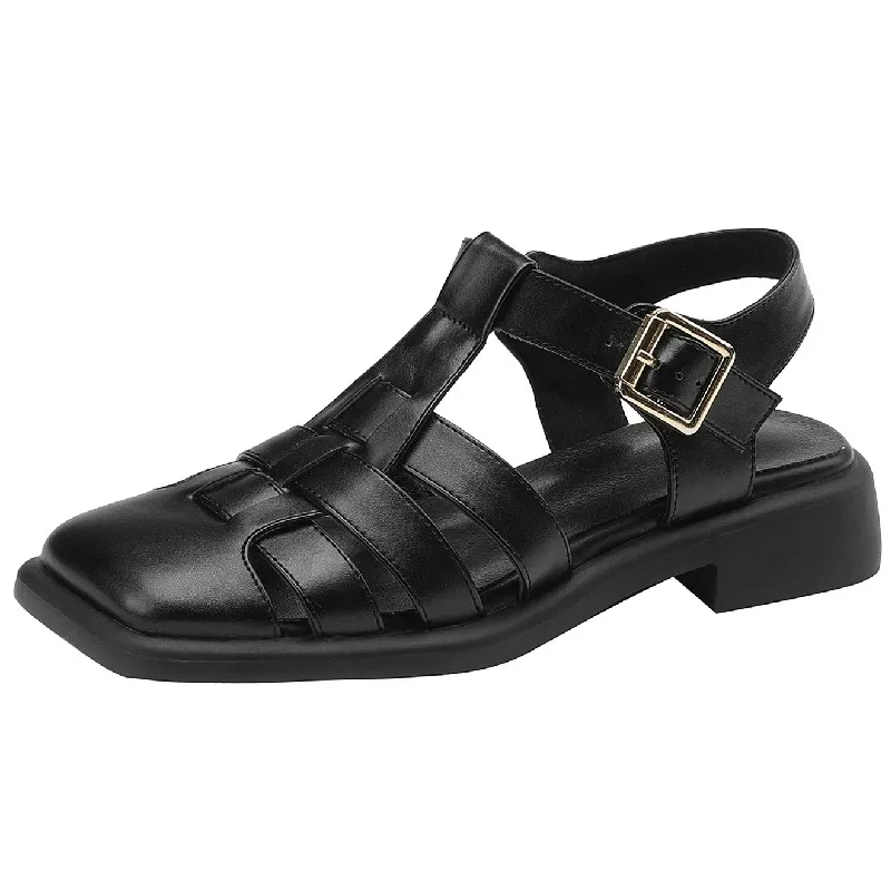 

Женские босоножки Dilalula на низком каблуке, повседневные сандалии-гладиаторы с квадратным носком, с пряжкой, ажурная обувь для офиса, лето 2023