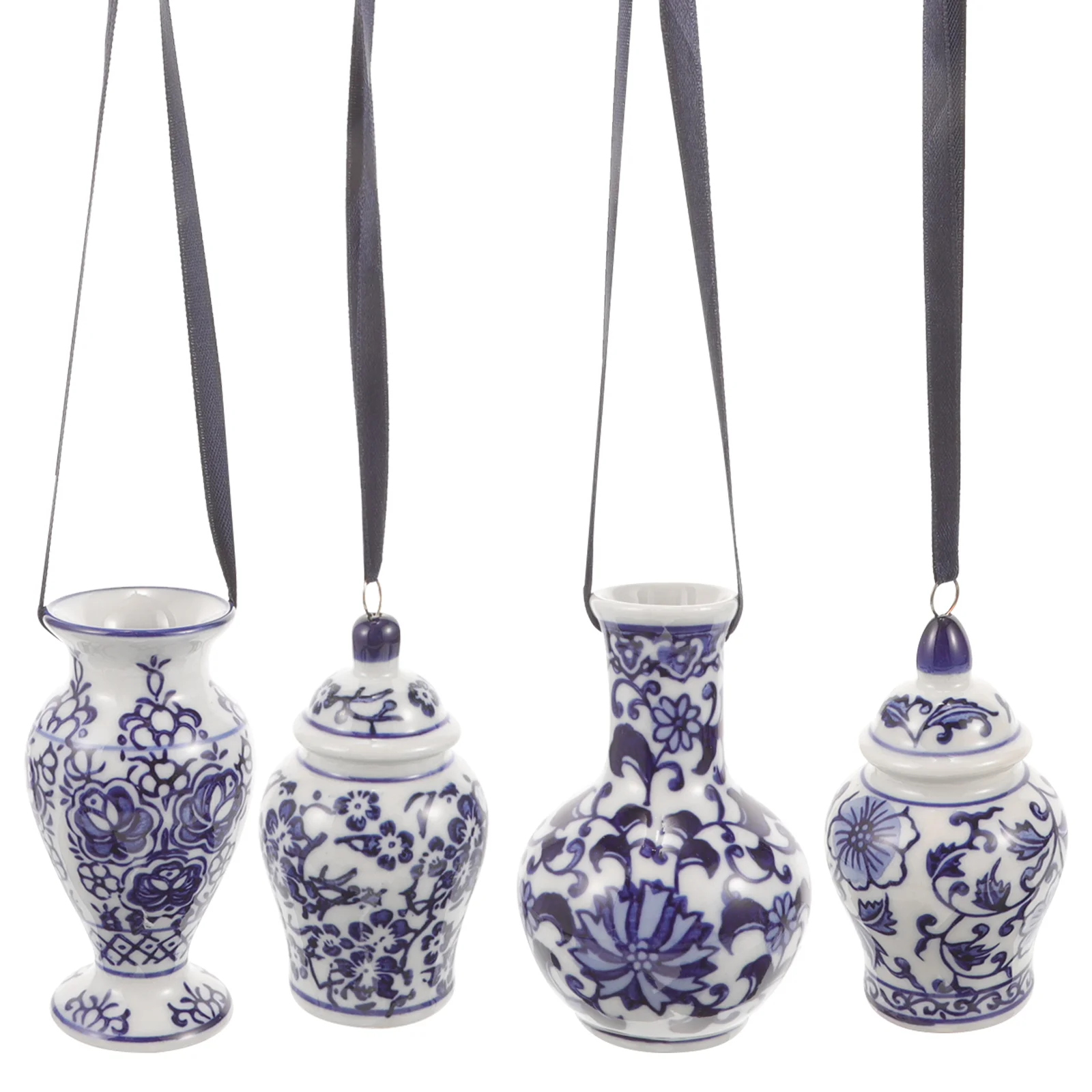 

4Pcs Hanging Ornament Blue And White Porcelain Jar Pendant Vehicle Pendant Home Ceramic Jar Pendant