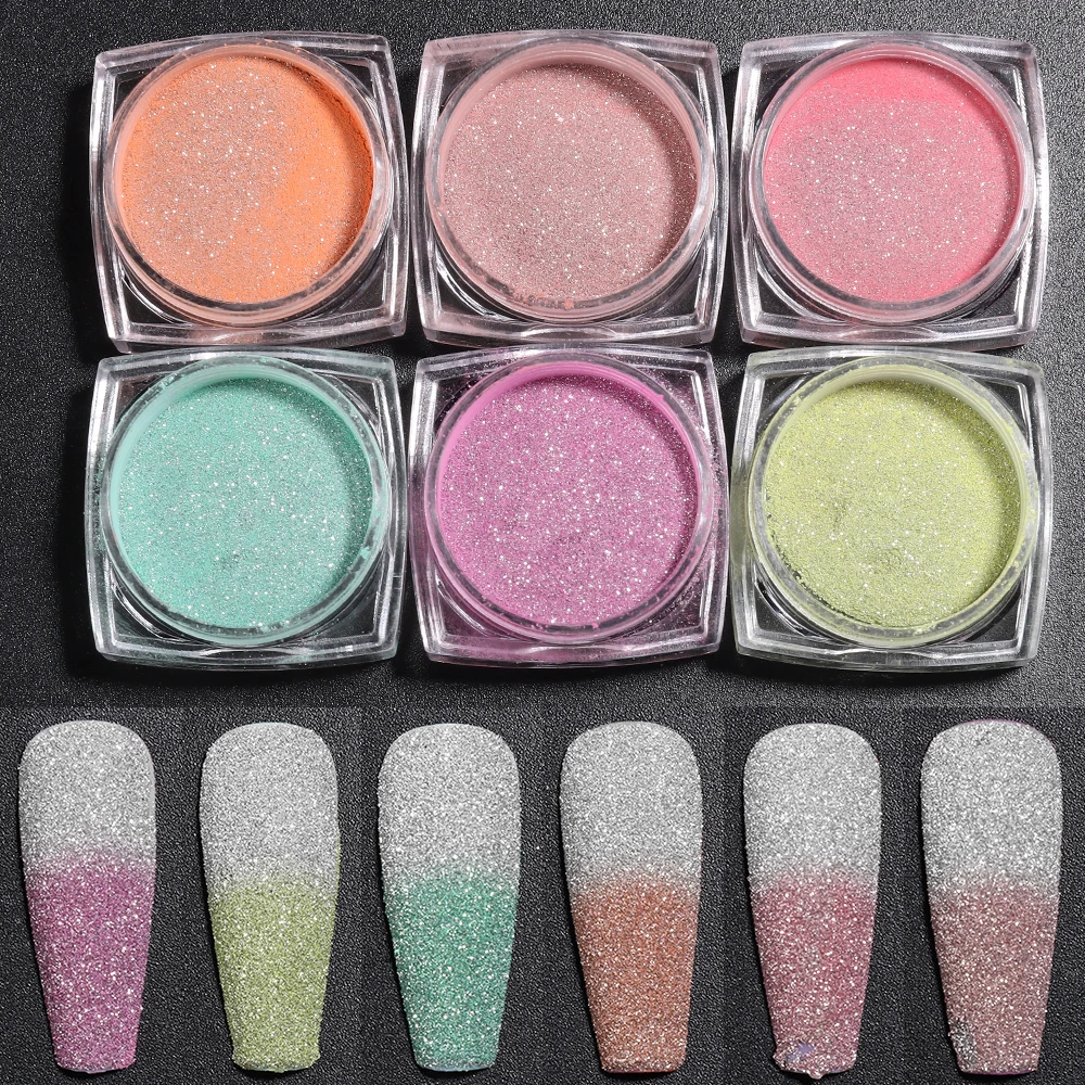 1Box Color Shift Nail Powder Thermal Reflective Glitter Sugar Effect For Nail Shiny Silver Neon Pink Pigment Manicure Dust NTSWB