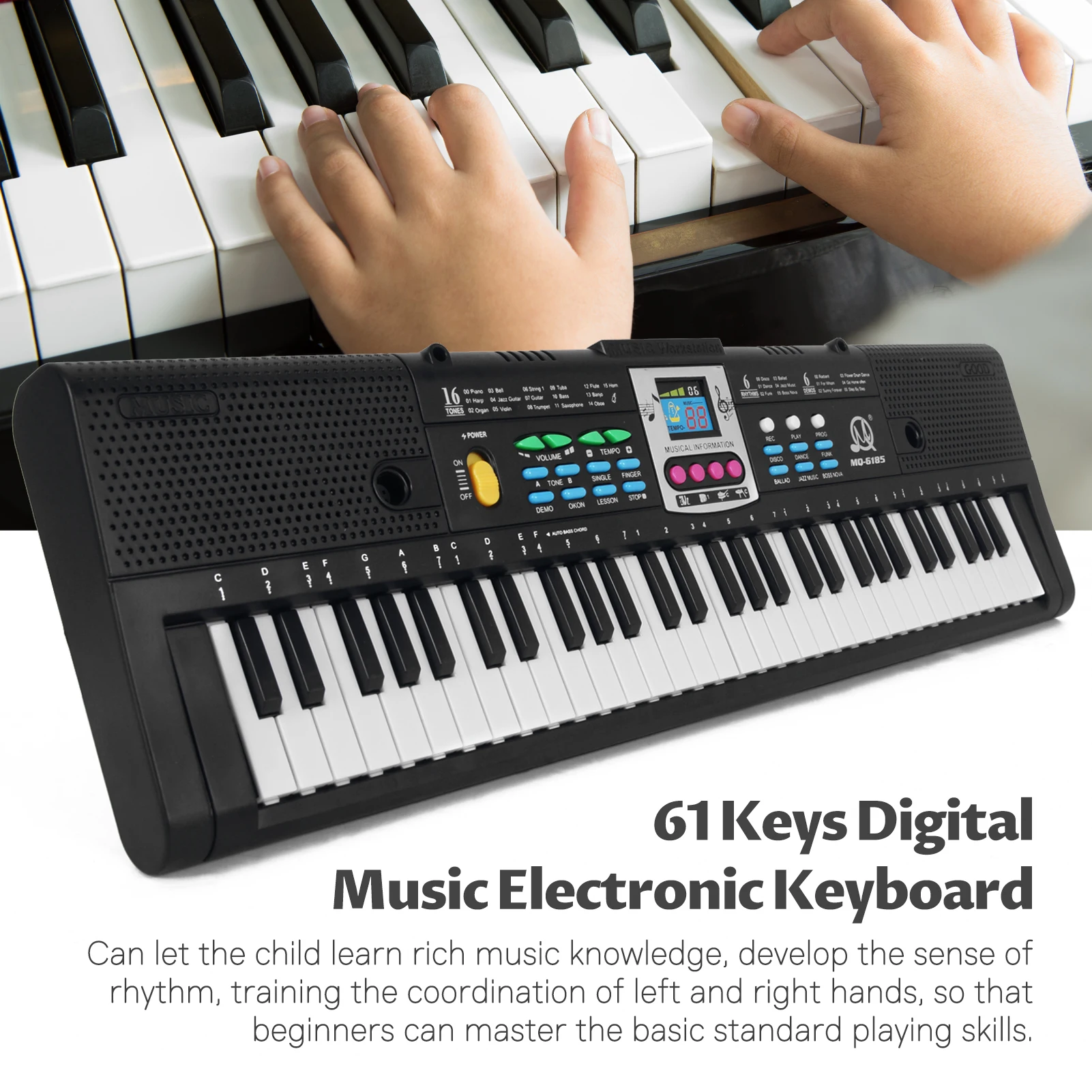 

61 Key Kid Multifunctional Electric Piano Electronic Keyboard Digital Display Screen with Microphone Interface for Beginner Use