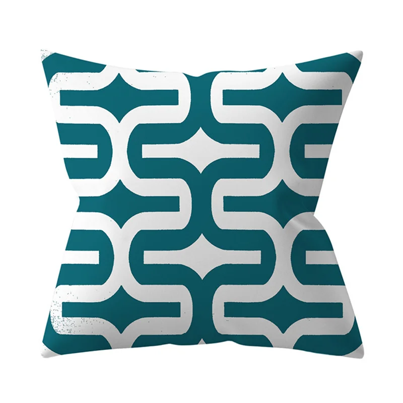 Чехол для подушки 45x45 см с синими листьями |