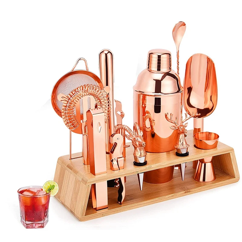 

Cocktail Bar Shaker Set Bartender Kit With Stand, Cocktail Bar Set Bar Kit For The Home Bartending Kit Tools Accessories