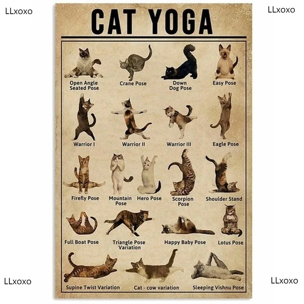 

Cat Yoga Metal Poster Tin Sign Material Vintage Style Home Decor Painting Bar Farm Art Club Cafe Wall Decor outdoor decor