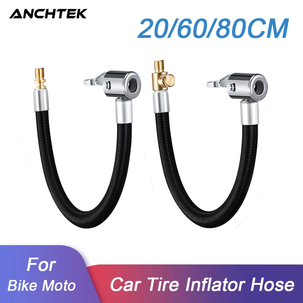 Anchtek Car Tire Inflator Hose Inflatable Air Pump Extension Tube Adapter Twist Tyre Connection Locking Air Chuck for Bike Moto
