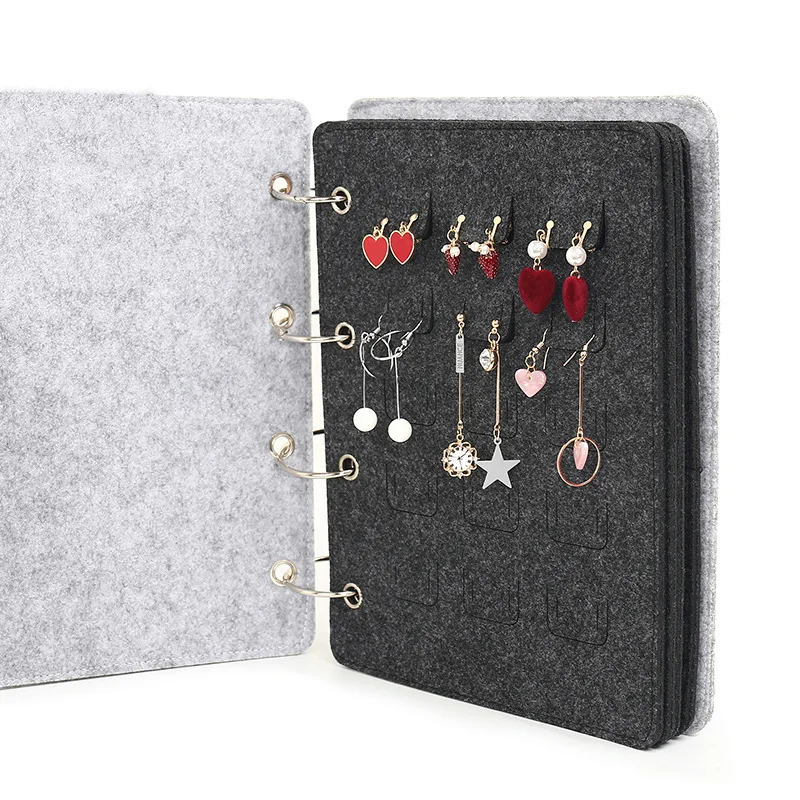 

Foldable Jewelry Holder Ornament Multipurpose Felt Storage Book Organizer for Bracelets Bedside Table Shops Women Ladies