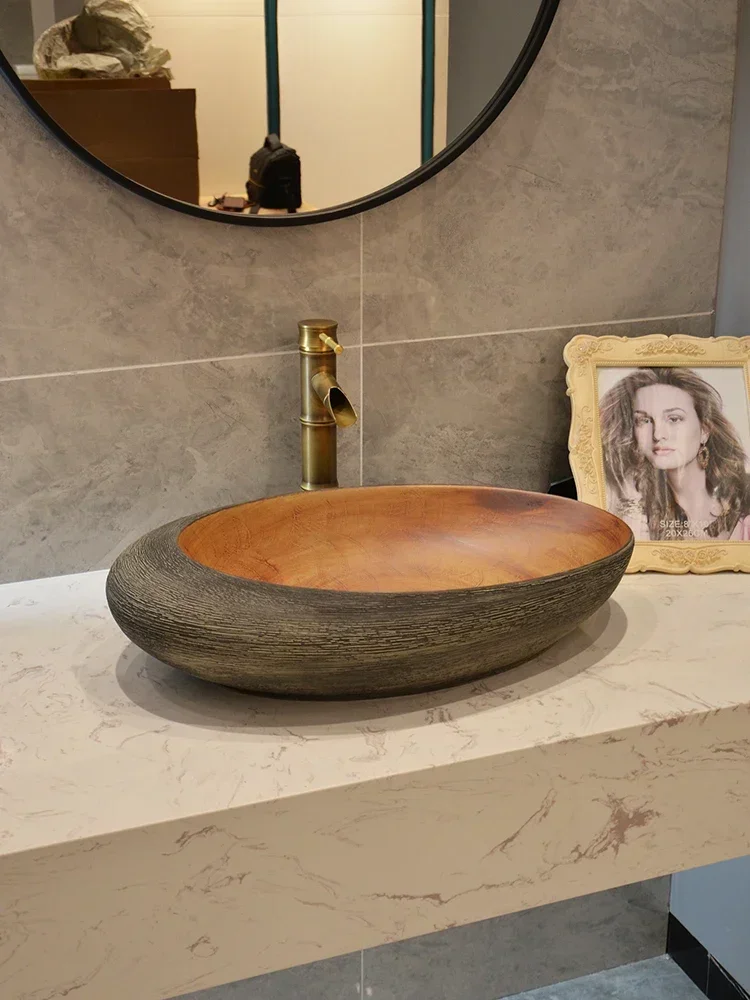 Художественная раковина для стола овальная умывальника креативная керамическая