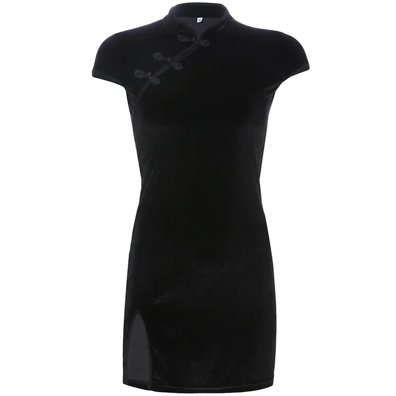 Черное короткое платье Ципао Tangslady