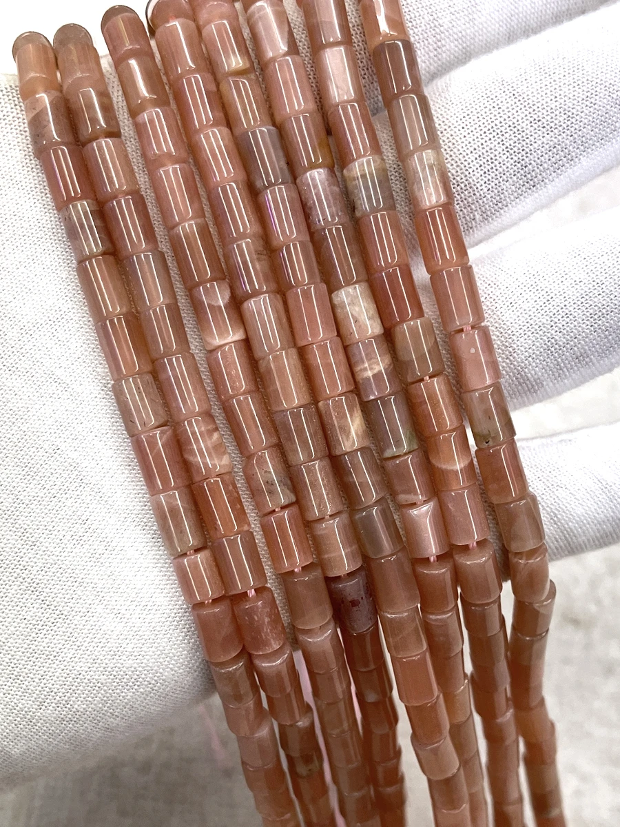 

Natural Sunstone Crystal Cylindrical Stone Section Beads Faceted Loose Spacer For Jewelry Making DIY Necklace Bracelet 15''5X7