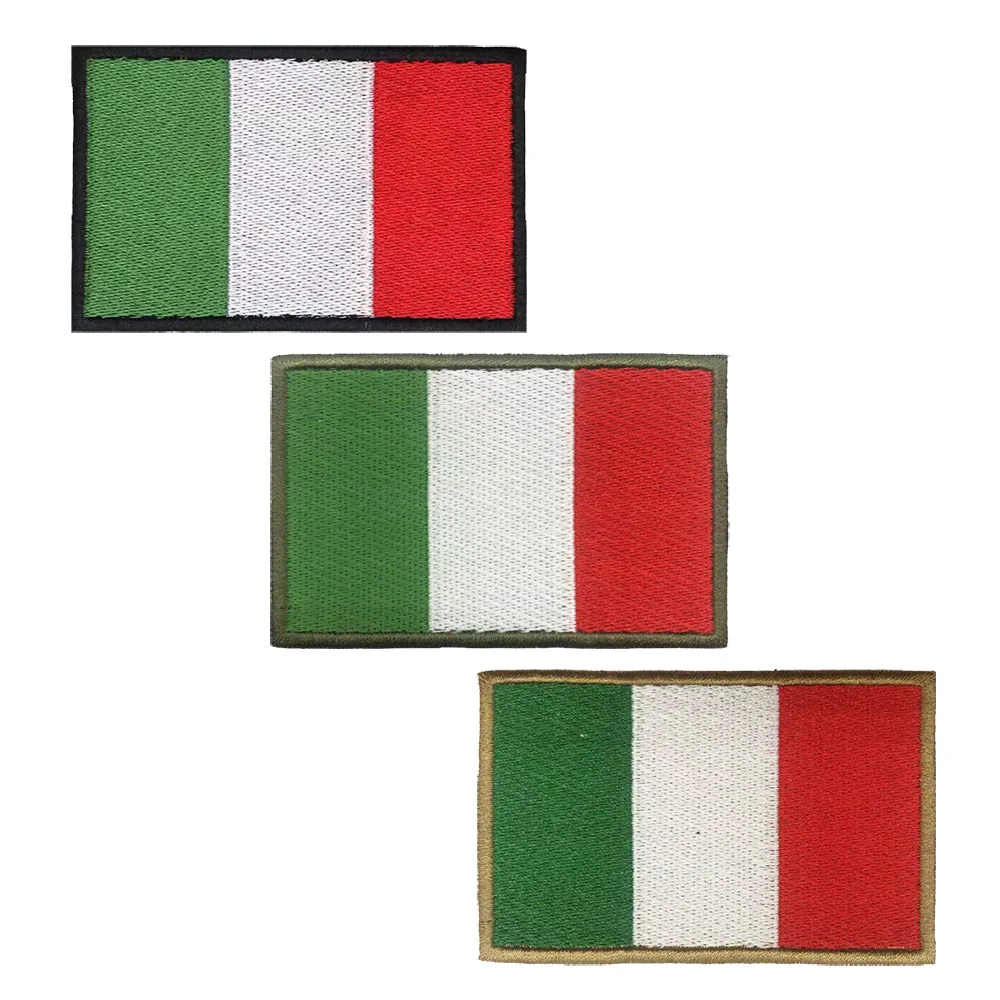 1PC Italian Flag Italy Armband Embroidered Patch Hook & Loop Or Iron On Embroidery  Badge Cloth Military Moral Stripe