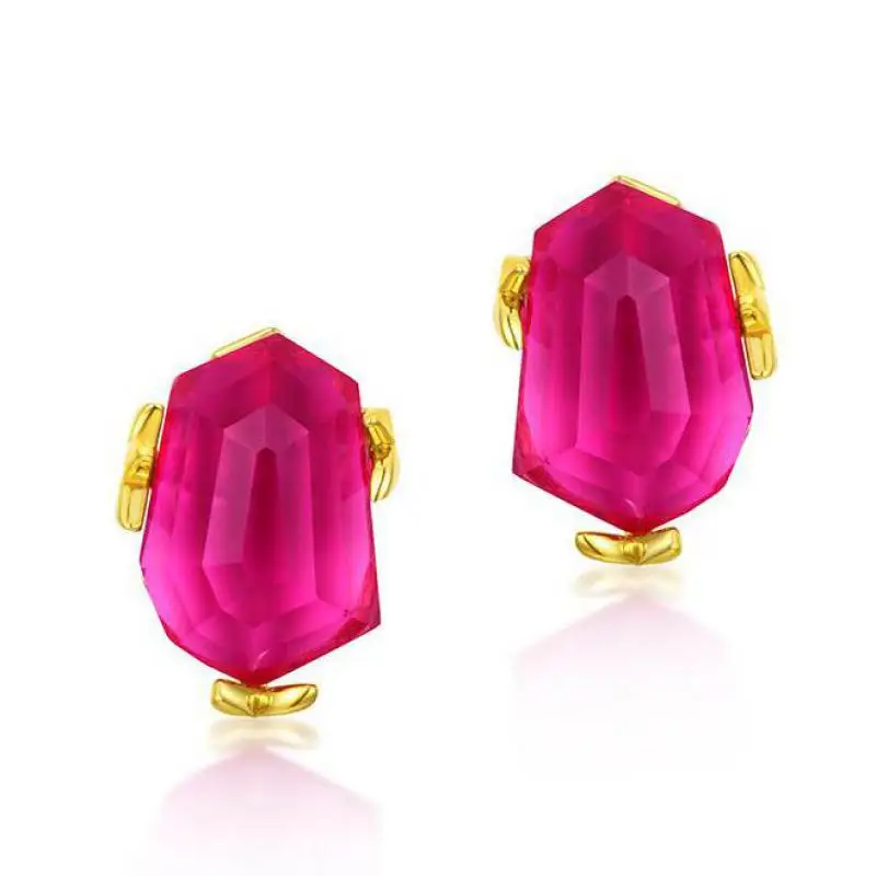 

Women Topaz Earring S925 Sterling Silver 10k Gold Plated Pink Topaz Crystal Gemstone Stud Earrings For Girlfriend Mom Gifts