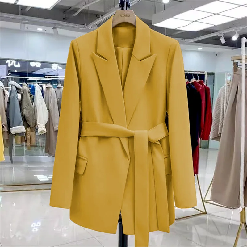 Женский элегантный пиджак на шнуровке офисные женские пальто свободный крой