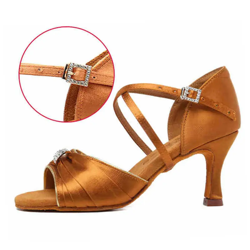 Women's Shoes Latin Dance Sports Salsa Jazz Tango Ladies Dance Shoes High Heels Skin-friendly Sweaty Satin Skin White Sandals