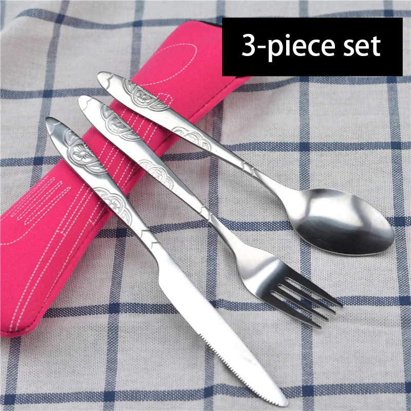 

Dinnerware Set Flatware With Storage Bag Kitchen Accessories Camping Travel Sets Food Knife Fork Spoon Portable Cutlery
