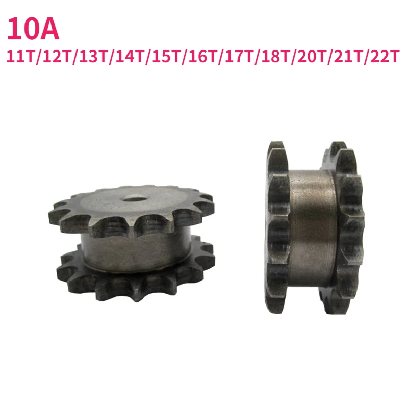 

1Pcs 10A 11T/12T/13T/14T/15T/16T/17T/18T/20T/21T/22T Teeth 45# Steel Industrial Machinery False Double Row Drive Sprocket Gear