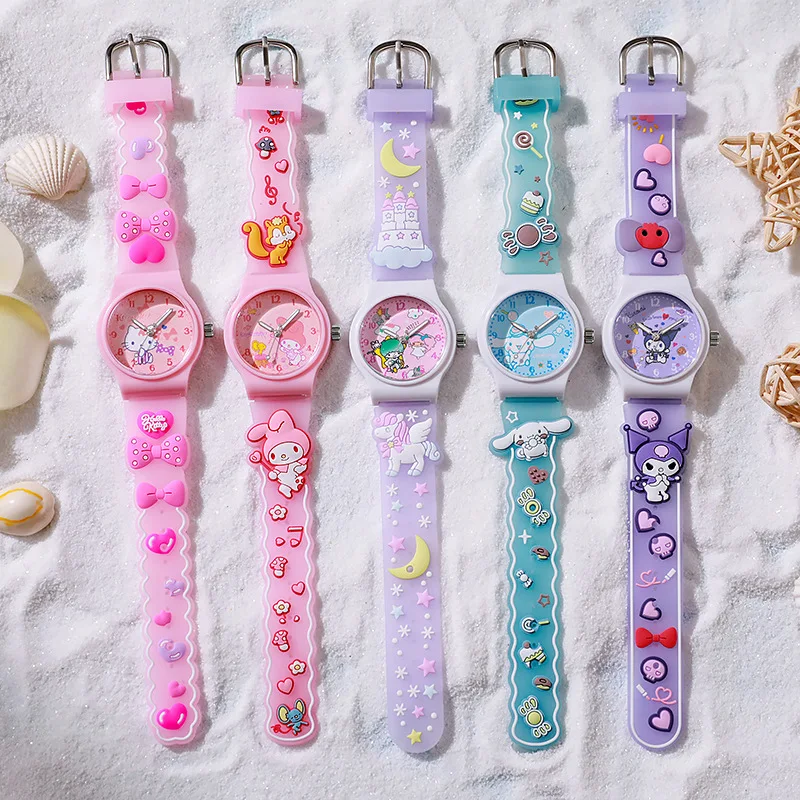 Детские наручные часы Sanrio с 3d-рисунком Hello Kitty Cinnamoroll мультяшный силикагелевый