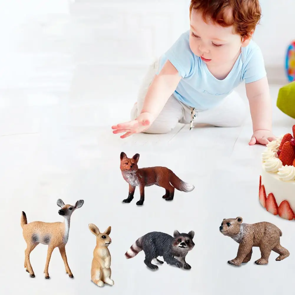 

Animal Model Decoration Realistic Simulated Forest Animal Figurines Elk Fox Deer Squirrel Brown Bear Static for Children's