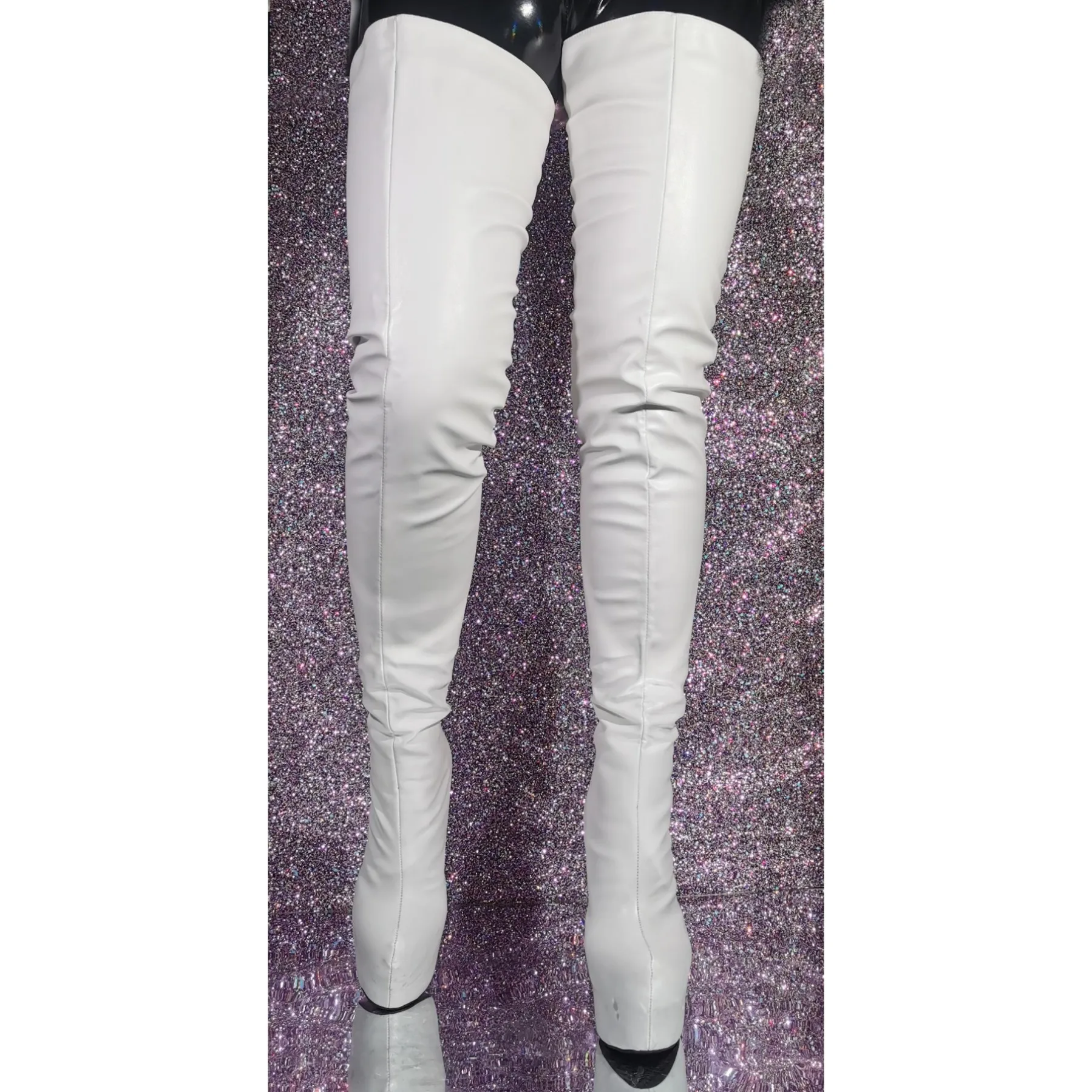 Белые матовые кожаные ботинки на платформе туфли высоком тонком каблуке с