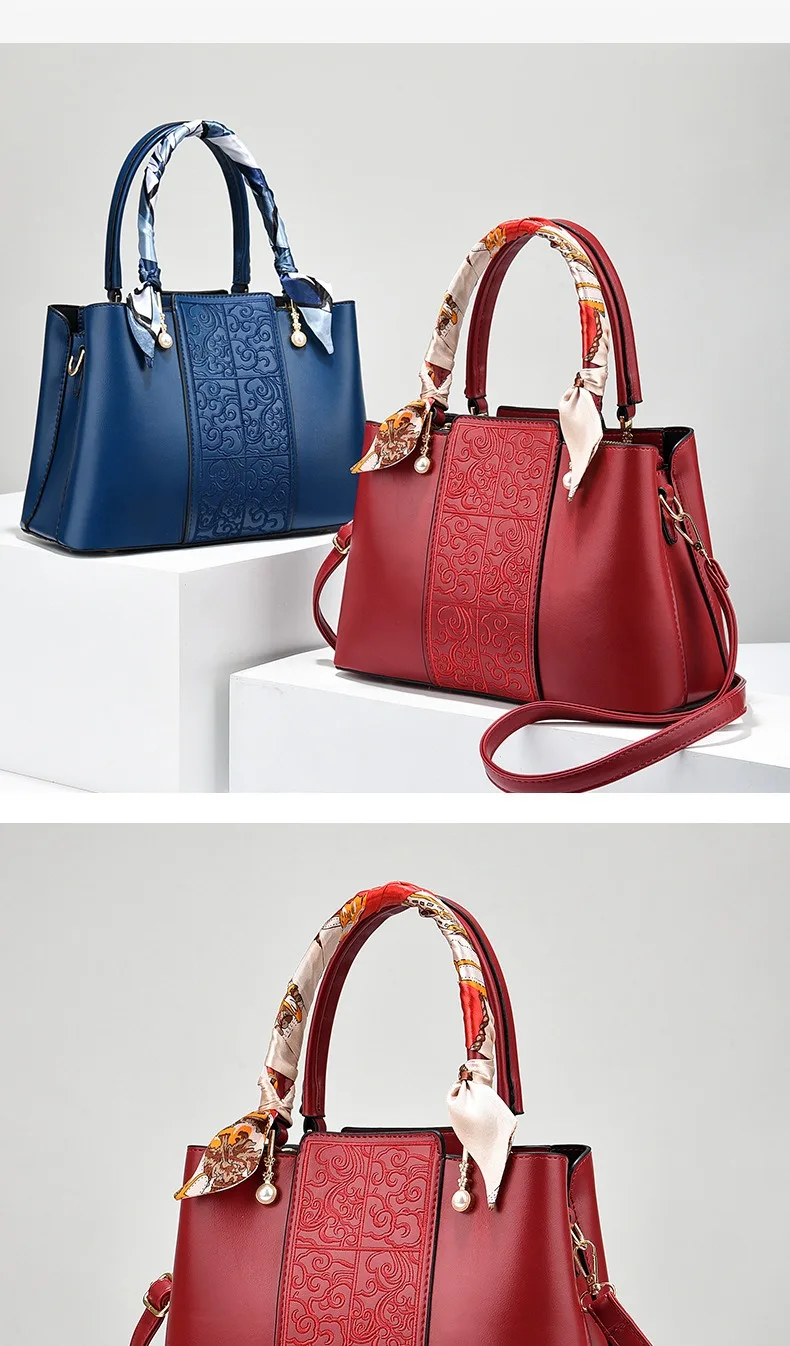 Винтажная сумка с облачным узором шарфом и ручкой. Женские сумки большой