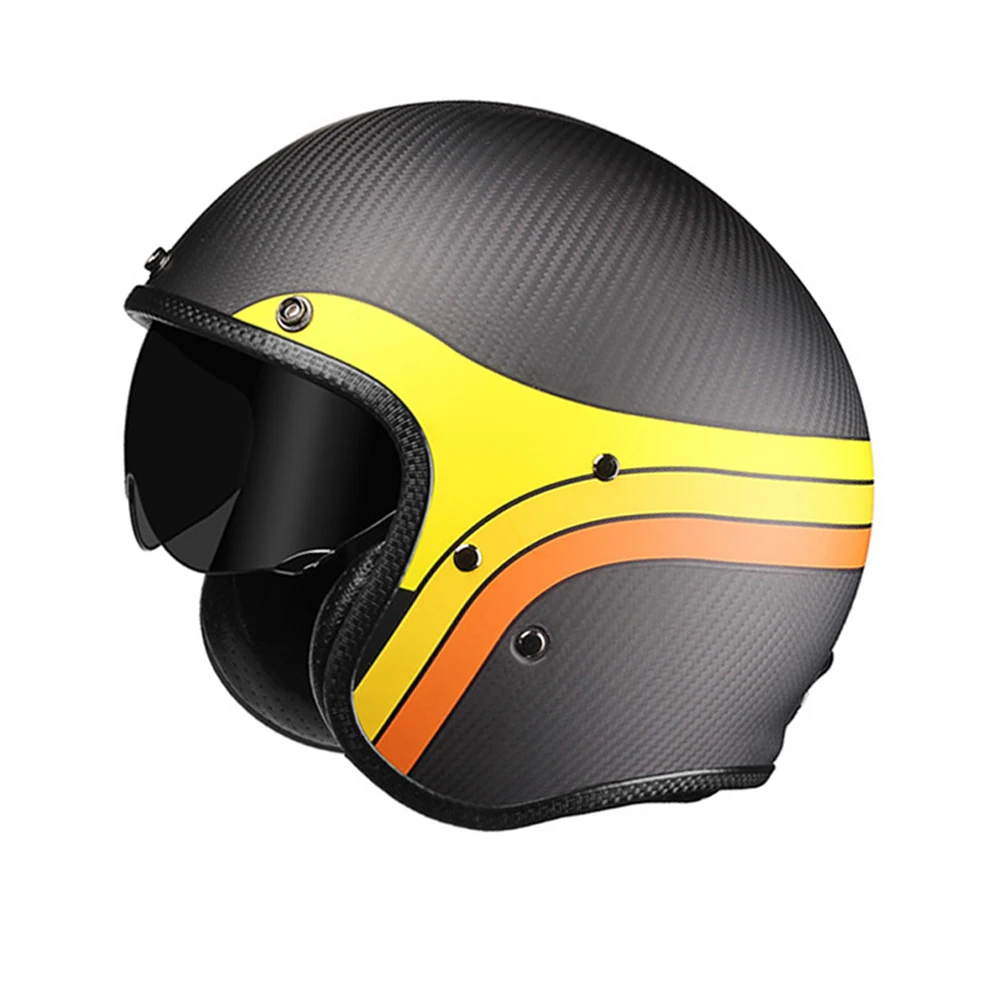 

Genuine High Quality Carbon Fiber Open Face Motorcycle Helmet With Endoscope Man Women Motorbike Scooter Riding Jet Casco Moto