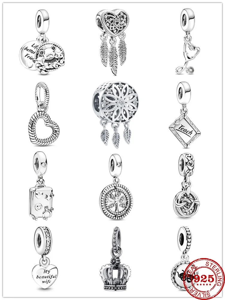 Женский браслет «Ловец снов» из серебра 925 пробы, с короной и смайликом