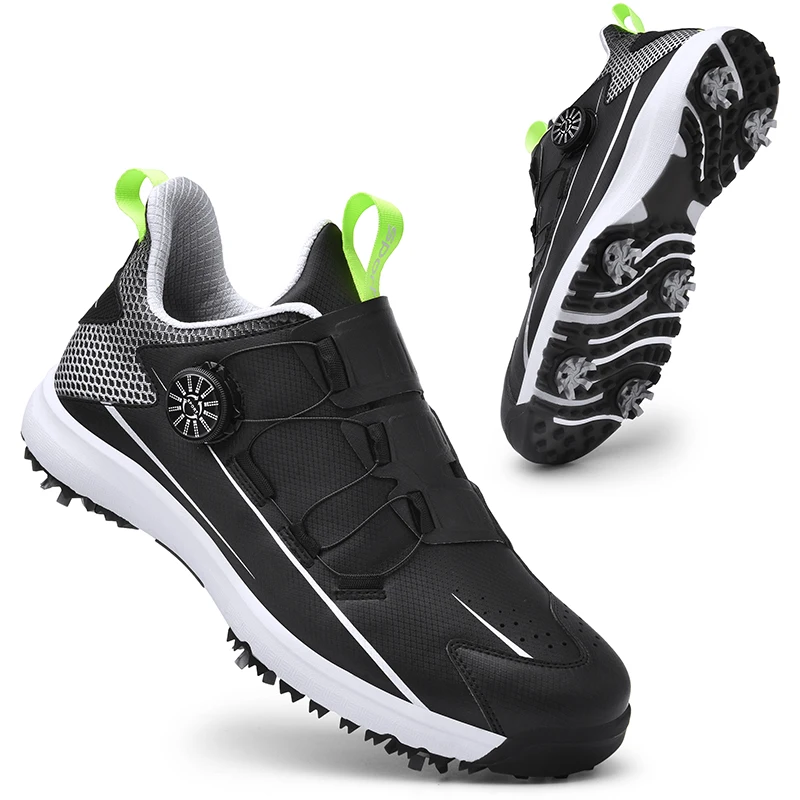 

Professional Golf Shoes for Men Black White Women Outdoor Grass Golfer Training Sneakers Quick Lacing Golfing Shoes Golf Sport