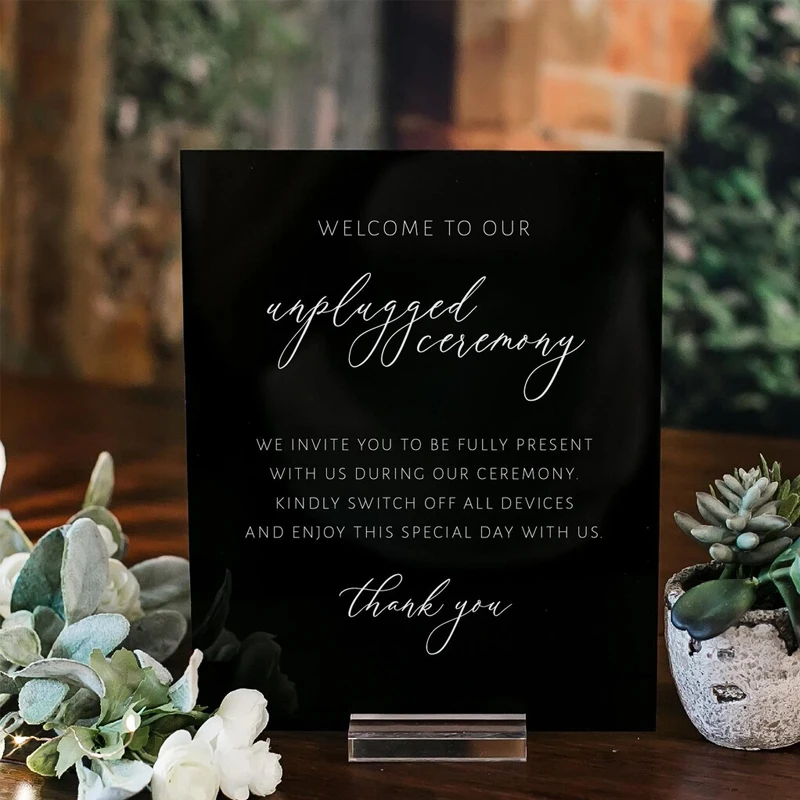 Неподключенный прозрачный стеклянный акриловый Свадебный знак отсоедините