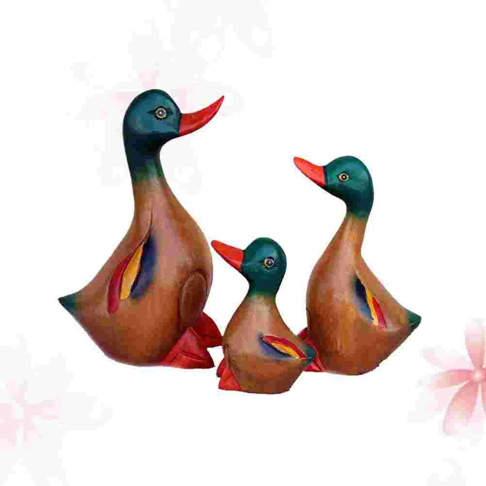 

Statue Animal Duck Animals Garden Decor Figures Wood Bird Sculpture Miniature Woodenmodel Small Pond Deaktop Ornament Crafts