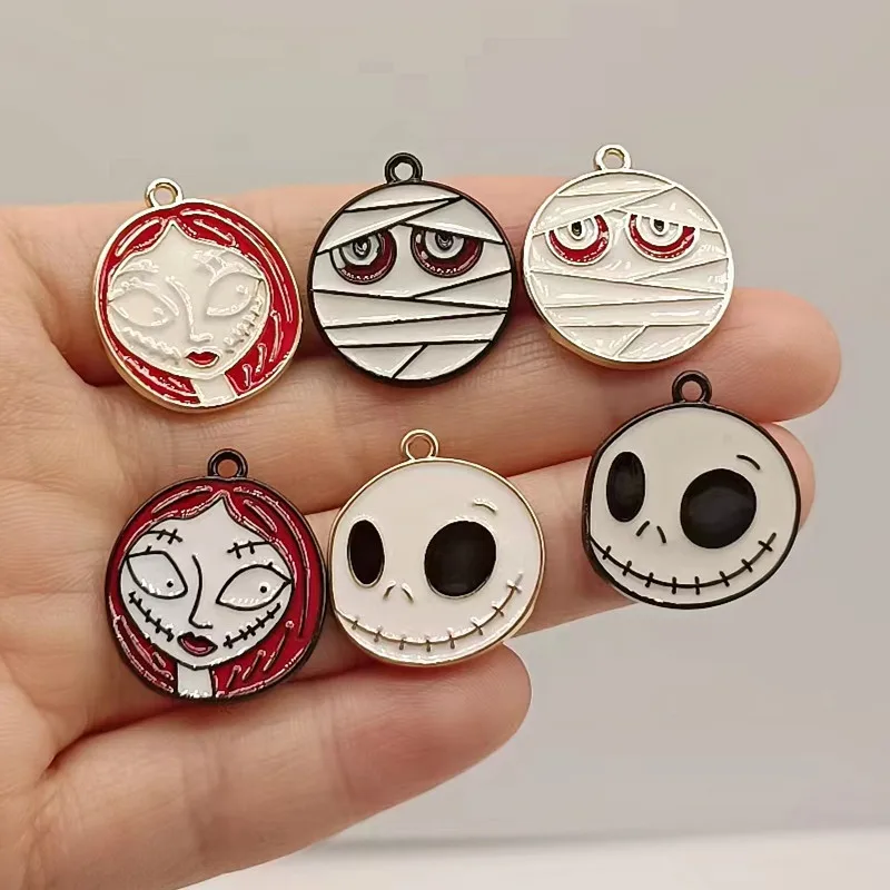 

10 шт. эмалевые подвески в виде черепа на Хэллоуин для изготовления ювелирных изделий, модные серьги, подвески, браслет, ожерелье, очаровател...
