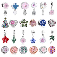 brand new design plant charms crystal flowers leaf tree charms beads fit bracelets bangles pendants for diy jewelry making