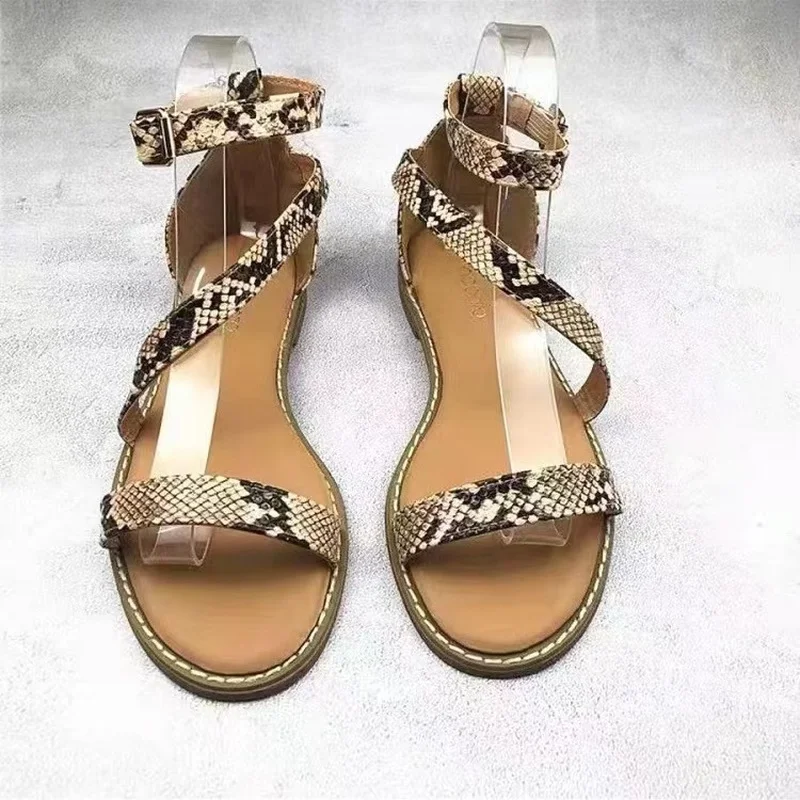 

Sandals Women Shoes 2022 New Summer Snake Pattern Beach Slides Flats Slippers Rome Sport Mujer Shoes Bohemian Open Toe Zapatos