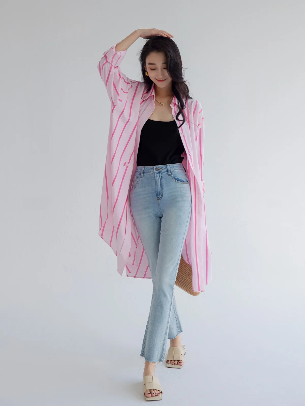 Garbociaga Dragon Xier весеннее длинное платье-рубашка с v-образным вырезом и профилем