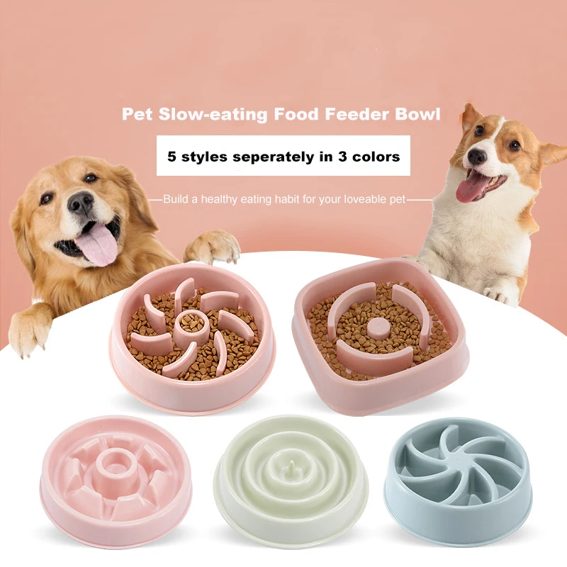 

New Design Slow Eating Pets Food Feeder Bowl 5 Styles Dogs Cats Food Feeder Water Feeder Pets Bowl
