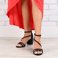new women sandals fashion solid color sequin sexy high heels casual buckle fish mouth chunky heel beach shoes zapato tacon mujer