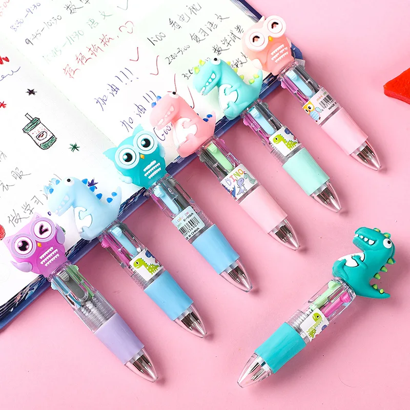 

Creative Multi-color Ballpoint Pen Cartoon Mini Cute Pen Soft Glue Animal Students Portable Press Pen Office Supplies