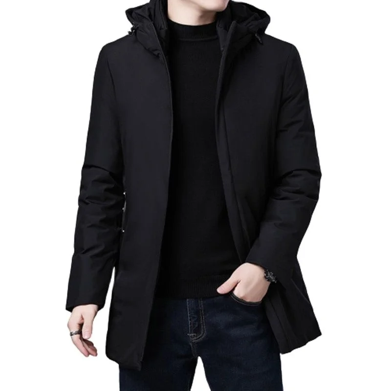 New Mens Parkas Fashion Warm Cotton Jackets Parkas With Hooded Coats Male Oversize Smart Casual Long Coats Men England Style